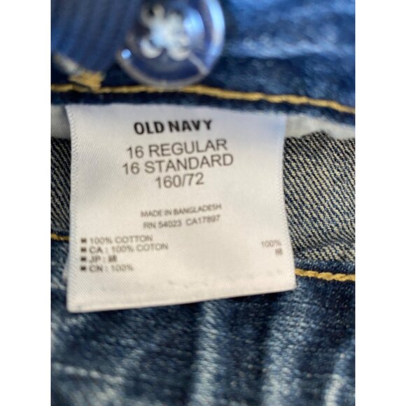 Old Navy Kids Denim Jeans Size 16 Regular Straight Fit Blue Denim 100% Cotton - Picture 3 of 15